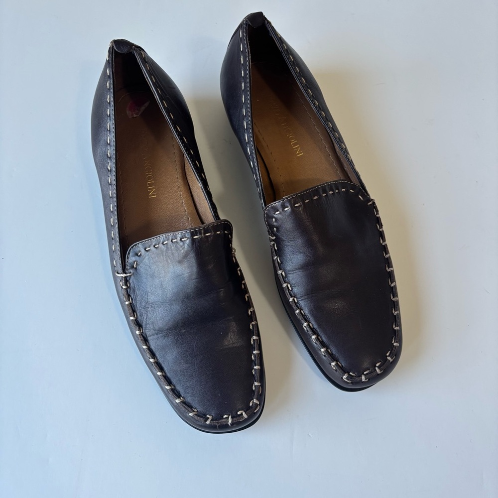 SH3 Enzo Angiolini Brown Genuine Leather Upper Women Loafer 6.5M Casual Academia